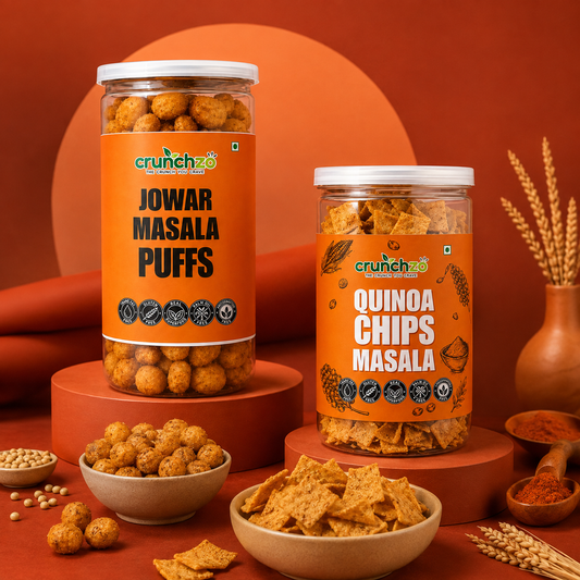 Crunchzo Jowar Masala Puffs & Quinoa Chips Masala Combo