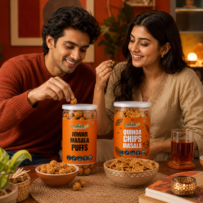 Crunchzo Jowar Masala Puffs & Quinoa Chips Masala Combo