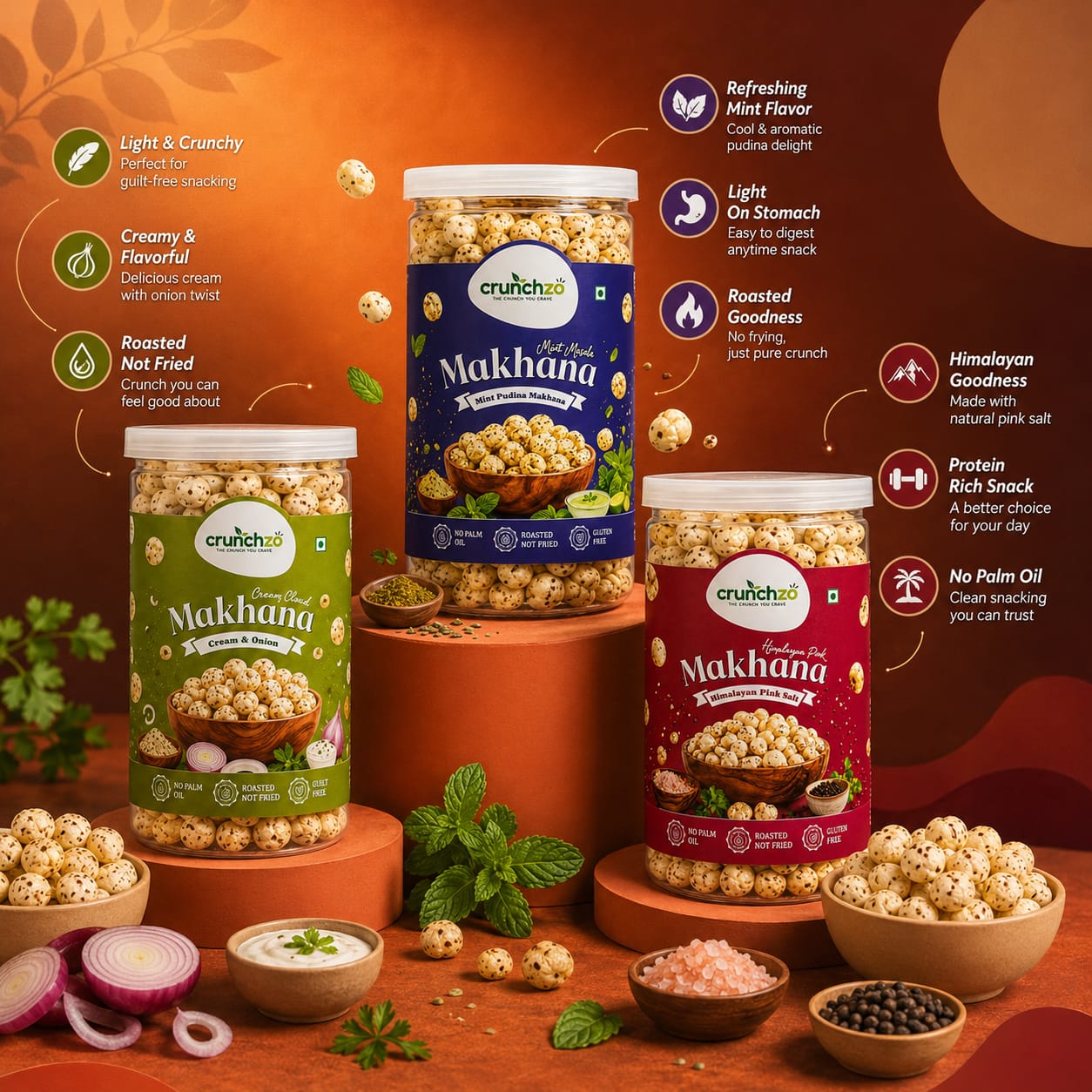 Crunchzo Makhana 3-Flavour Combo