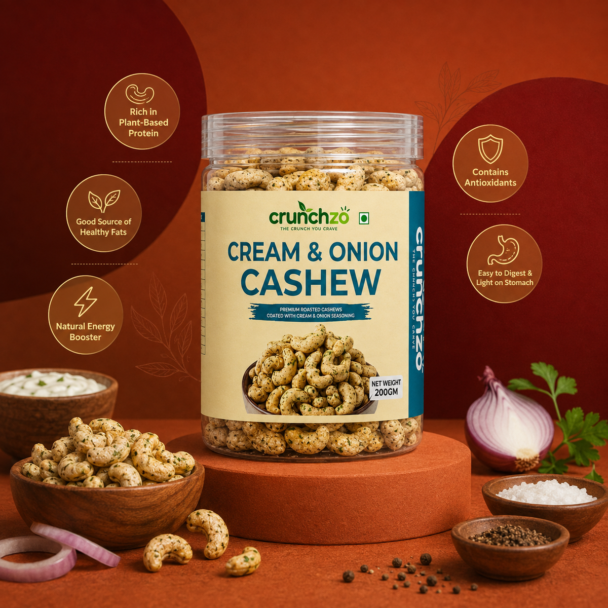 Crunchzo Cream & Onion Cashew
